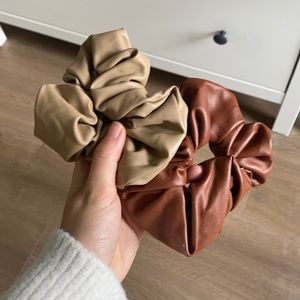 Leather scrunchies x 2